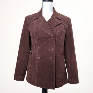 Bernadette Conte Brown Corduroy Double-Breasted Jacket | Cotton | Women’s Size 6